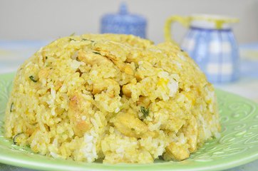 Coconut Mango Rice with Curry Chicken