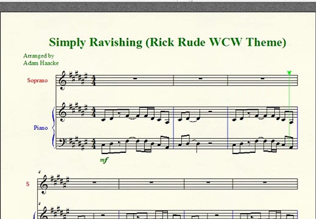 Wrestling Piano Theme Sheet Music - "Simply Ravishing" (Rick Rude WCW Theme)