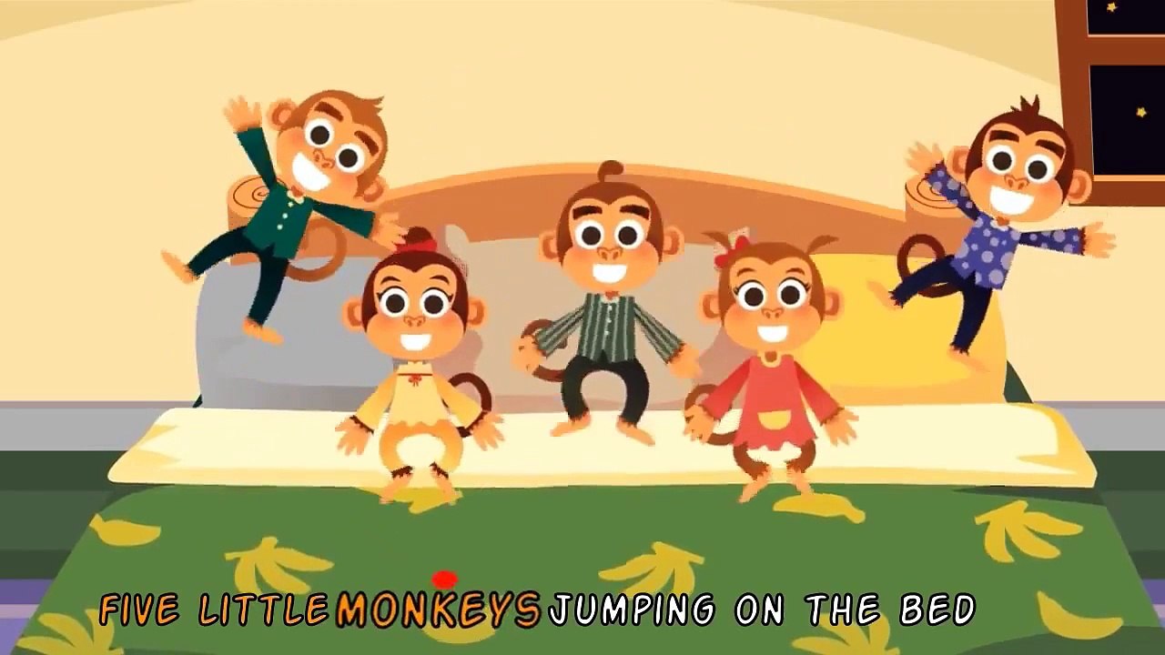 Five Little Monkeys Jumping on the Bed • Nursery Rhymes Song with ...