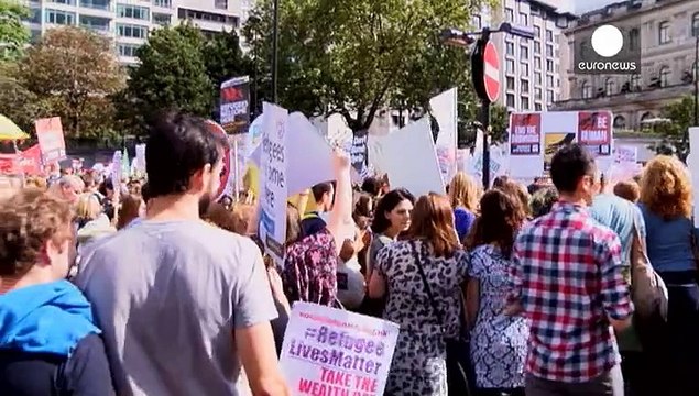 Manifestaciones en diferentes ciudades europeas a favor de la acogida de refugiados