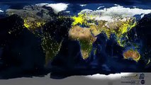 Tráfego aéreo mundial visto do espaço.