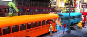 Wheels On The Bus Go Round And Round Hulk Spiderman Frozen Kids  Songs   Nursery Rhymes for Children