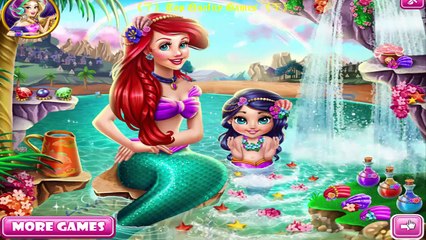 《〒》329 ♣ Ariel Baby Wash game - Baby Ariel Mermaid making sand castle game