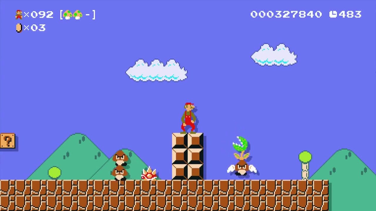 Tall Skinny Mario - Super Mario Maker Easter Egg (Luigi Mushroom effect)