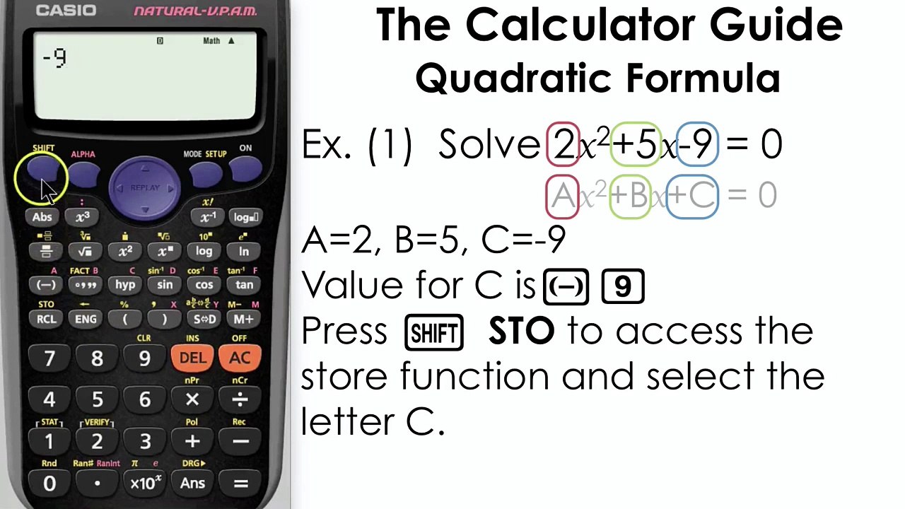 Quadratic Formula - Using stored memory values (Casio calculator, equation)  - video Dailymotion