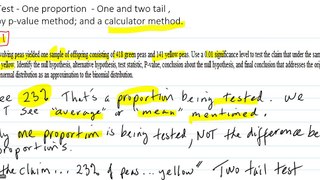 Hypothesis Test for One Proportion and calculator method