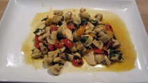 Chicken, mushrooms, fresh totamatoes, white wine sauce Finish