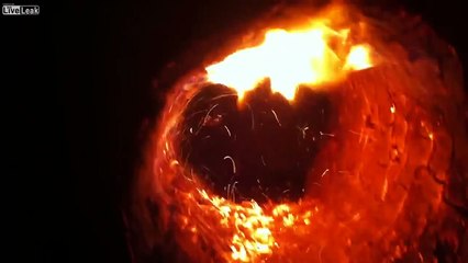 Inside Out burning Burning 12in Cedar Log