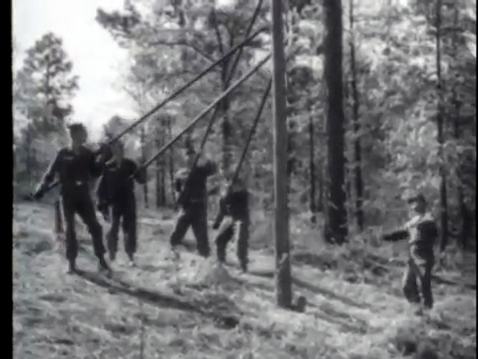 POLE LINE CONSTRUCTION - PART III - ERECTING POLES AND ATTACHING CROSSARMS