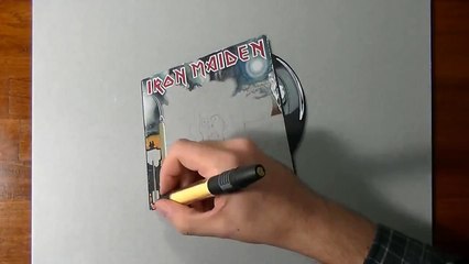 Drawing time lapse Iron Maiden cover and vinyl hyperrealistic art 2