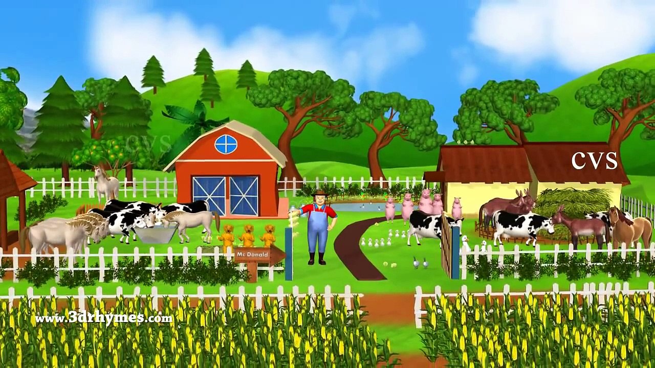 Old MacDonald Had A Farm 3D Animation Animals Songs Nursery Rhymes for ...