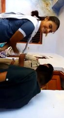 Girl beats boy inside a police station for calling Bad Names, Unbelievable Rain of Slaps