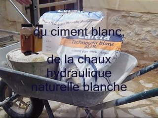 Préparation d'un mortier pierre calcaire pour moulage et coffrage de pierre de Gironde