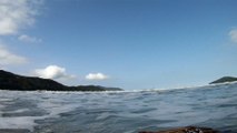 Mar, praia, navegando em mares com garrafas PET de 2 litros, a bordo do SUP, Caiaque, Ubatuba, SP, Brasil