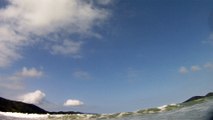 Mar, praia, navegando em mares com garrafas PET de 2 litros, a bordo do SUP, Caiaque, Ubatuba, SP, Brasil