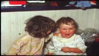 Children Kissing (Vintage 8 Mm Amateur Film). Stock Footage