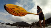 Mar, praia, navegando em mares com garrafas PET de 2 litros, a bordo do SUP, Caiaque, Ubatuba, SP, Brasil