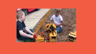 Toy Truck Videos for Children - Toy Bruder Backhoe Excavator, Crane Truck and Tractor Trailer