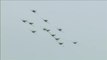 Incredible sight of 11 Spitfires and a Hurricane flying at Battle of Britain Commemoration.