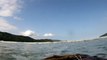 Mar, praia, navegando em mares com garrafas PET de 2 litros, a bordo do SUP, Caiaque, Ubatuba, SP, Brasil