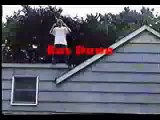 kid jumps off roof on kid on table