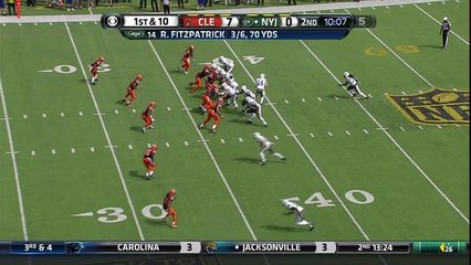 Browns Gipson intercepts and fumbles, recovered by Jets Marshall
