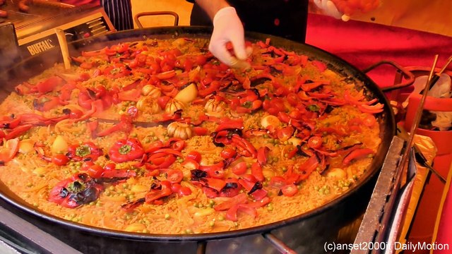 London Street Food. Preparing a Saffron Paella. Seen and Tasted near Hatton Garden