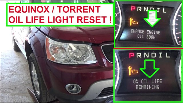 Chevrolet Equinox / Pontiac Torrent Change Engine Oil Indicator. Oil Light  Reset