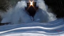 Amazing Powerful Train plow through snow railway tracks