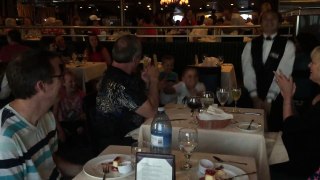 Dinner on Carnival Fantasy - getting Low and dancing with the kids.
