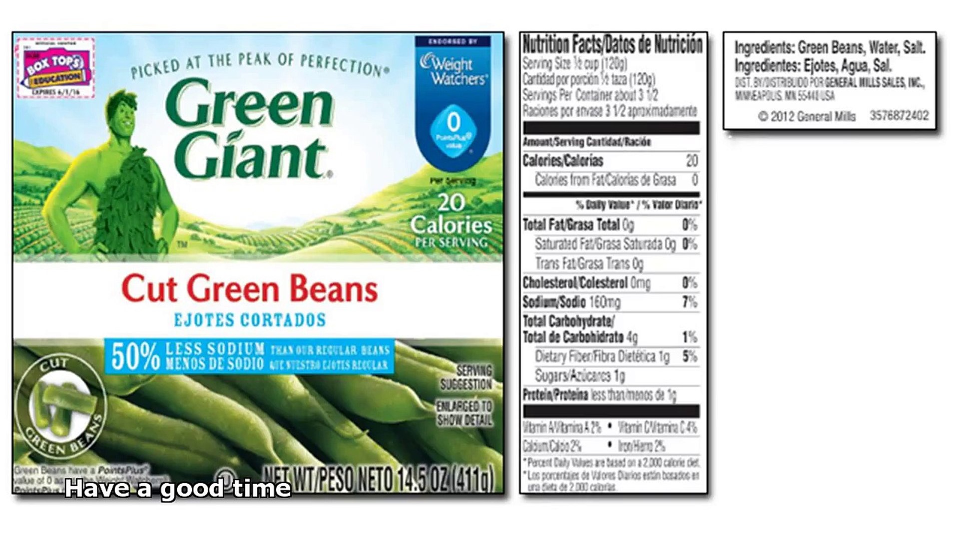 Canned Green Beans Nutrition Label