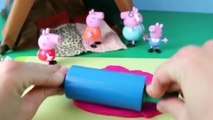 Peppa Pig Play Doh Camping Sleeping Bags Fire Pit Tent Sleepover Daddy Pig Mummy Pig DisneyCarToys