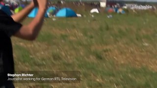 Hungarian Camerawoman Fired After Intentionally Kicking, Tripping Refugees | Mashable News