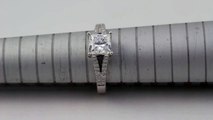 Engagement Diamond Ring Princess Shape Split Shank 4 Prongs Setting White Gold