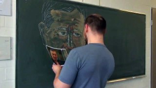 Lehramts-Student der Universität Bielefeld zeichnet Berühmtheiten
