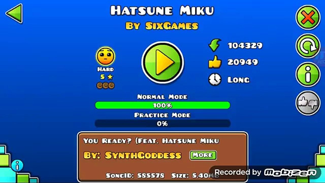 Geometry Dash /hatsune miku/ a la primera!