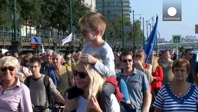Манифестация в поддержку мигрантов в Будапеште