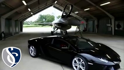 Luxury Car "Lamborghini Aventador" Vs "F16 Fighting Falcon" 2015