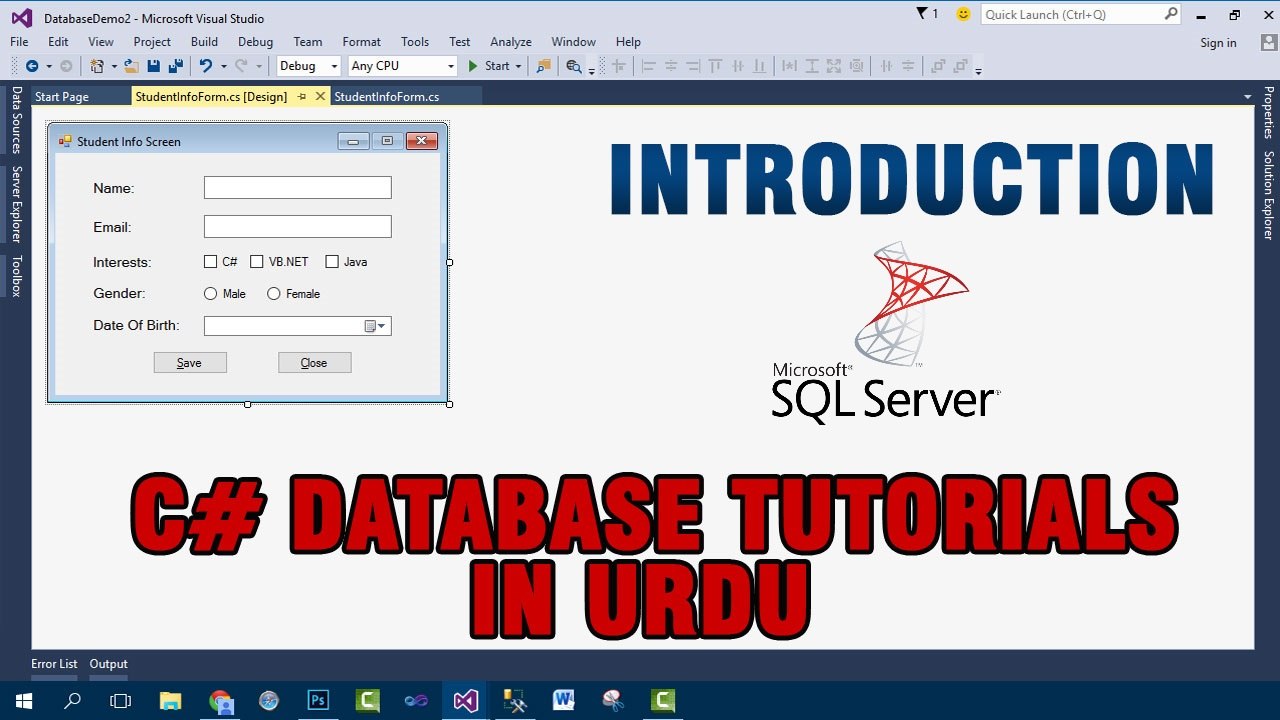 P(1) C# Database Tutorials In Urdu - Introduction And Basics