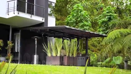 Diseño de Pergolas de hierro con cocina de leña