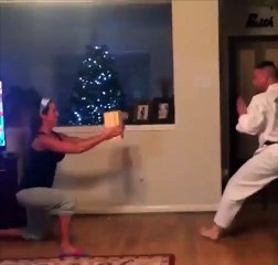 Lessons of karate in living room
