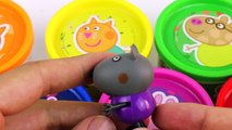 Play Doh Cans with Peppa Pig Surprise Eggs and Peppa Pig Family and Friends Toys
