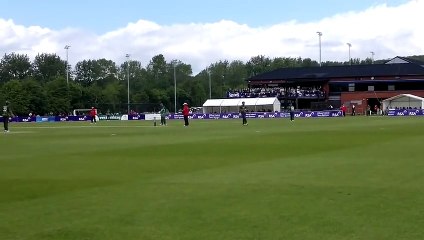 Mohammad Hafeez bowls William Porterfield - Belfast ODI