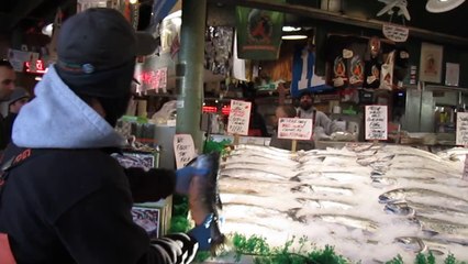 Fish throwing at Pike Place Market in Seattle