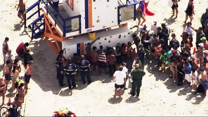 Imigrantes cubanos chegam às areias de Miami Beach com um cachorro