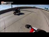 Motorbike rider films himself crashing at over 100mph