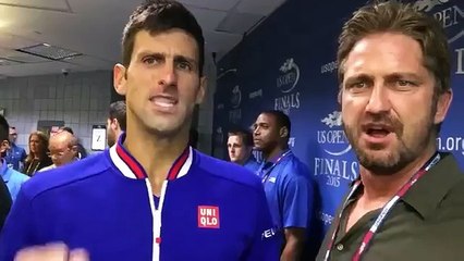 Novak Djokovic & Gerard Butler ” This is Sparta” at US Open 2015
