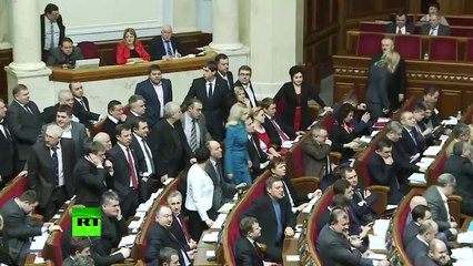 Just another day in Ukraine parliament  guys go brawl while debates arownd 1 bill  US transh