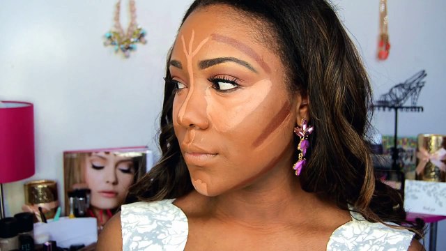 HOW TO - DRUGSTORE Contour,Highlight,+ Foundation for Black Women Makeup Tutorial 2015 ( DARK SKIN )