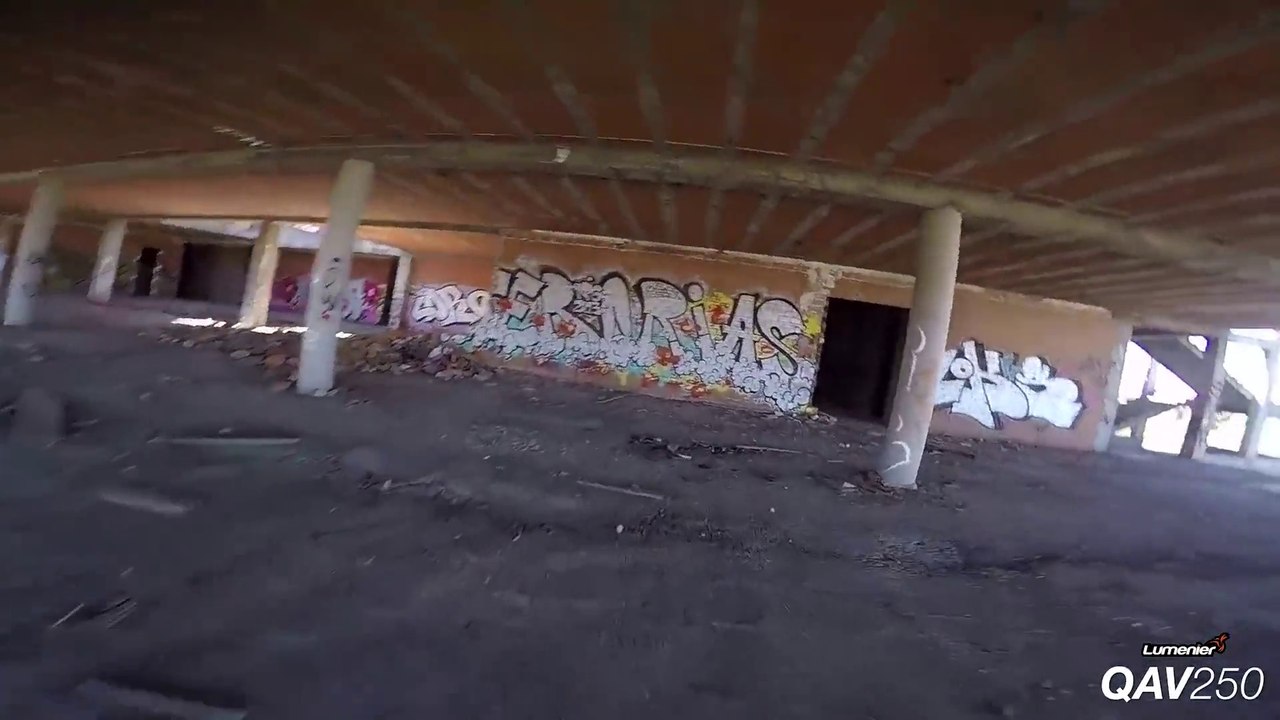 Stunning action Drone flying session in abandoned building